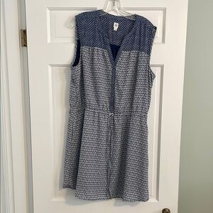 GAP Blue and White V-neck Sleeveless Sundress